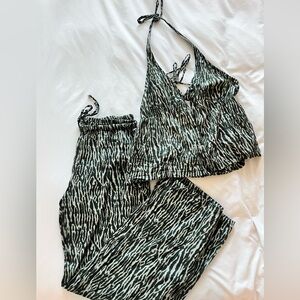 Linen blend pants and halter set